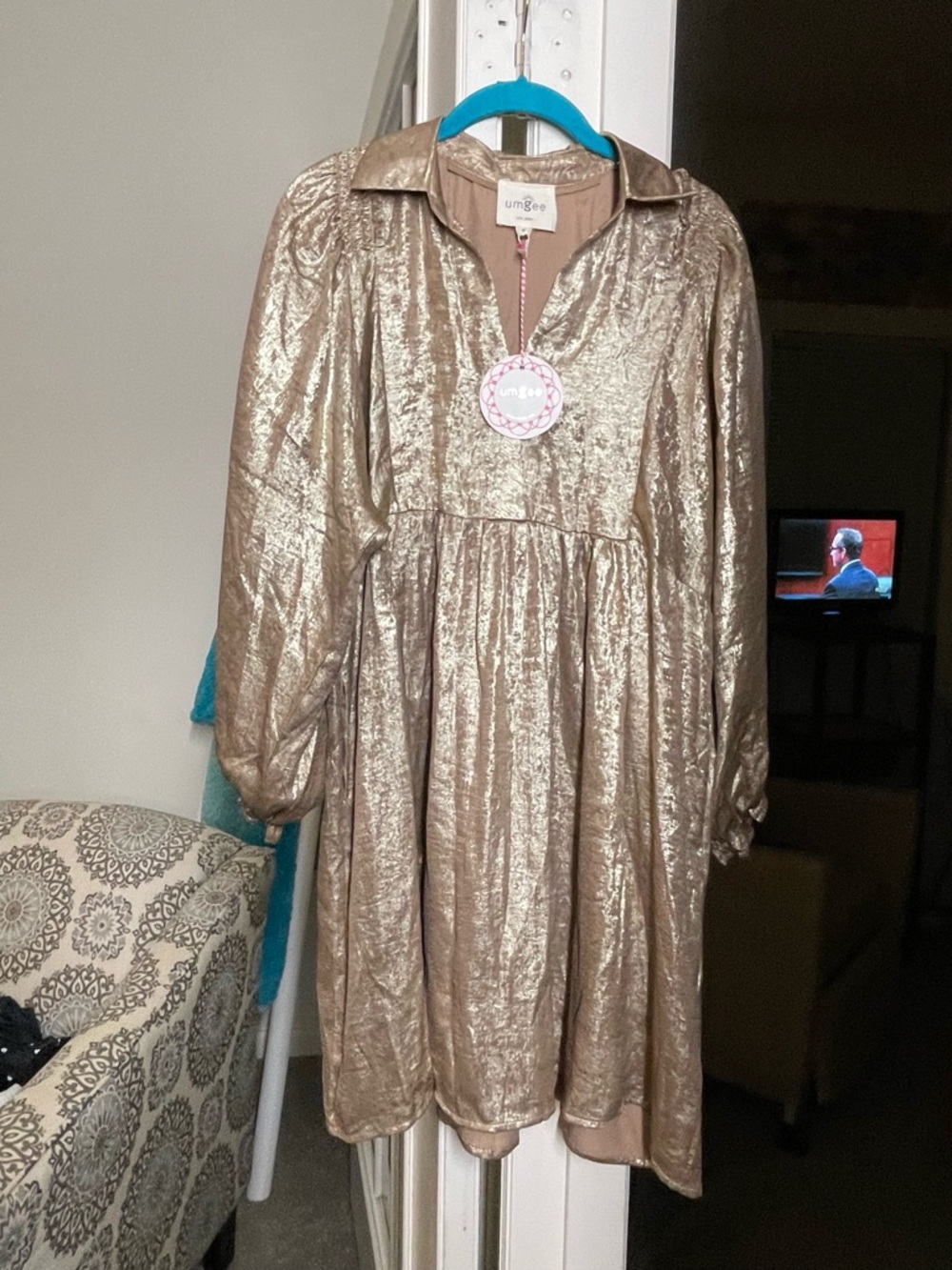 Umgee Metallic Gold Girls Party Dress